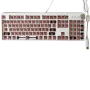 White USB keyboard with red MX switches, no keycaps