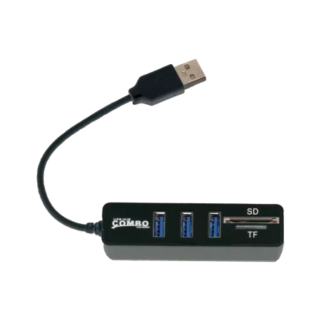 USB 2.0 3-Port Hub with SD/MicroSD Card Reader
