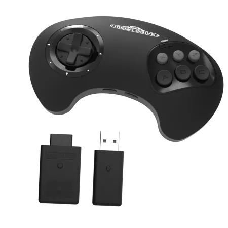 Retro-Bit MegaDrive BIG6 Funkcontroller in Schwarz