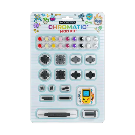 ModRetro Chromatic Mod Kit with tools and buttons